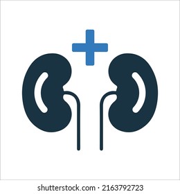 Kidneys, Nephrologie-Symbol. Einfaches bearbeitbares Vektordesign einzeln auf weißem Hintergrund.