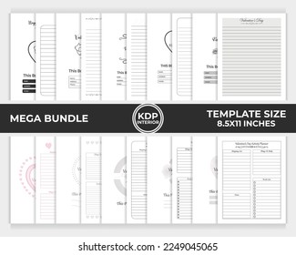 KDP interior bundle valentine's day journal, valentine's day activity planner unique template design