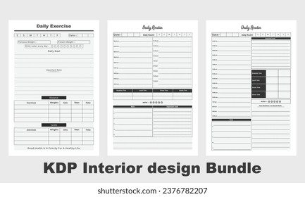 Paquete de diseño interior de KDP. Libro de registro, rastreador, planificador diario, diario, planificador de objetivos, planificador diario, diario, hojas, plantilla de libro de registro de salida en un solo archivo, Reflexión semanal para su empresa KDP