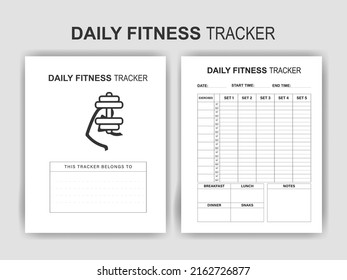 KDP Interior Design - Daily Fitness Tracker Interior  - Printable Low-Content Books, Organizer, Planner, Notebook, Diary