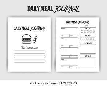 KDP Interior Design -  Daily Meal Journal Interior  - Printable Low-Content Books, Organizer, Planner, Notebook, Diary