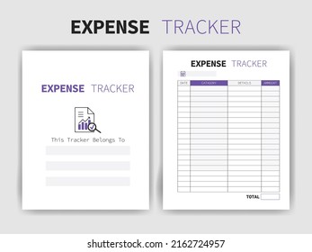 KDP Interior Design - Expense Tracker Interior  - Printable Low-Content Books, Organizer, Planner, Notebook, Diary