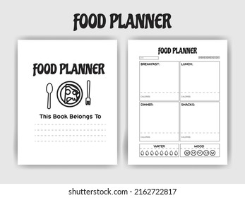 KDP Interior Design - Food Planner Interior  - Printable Low-Content Books, Organizer, Planner, Notebook, Diary