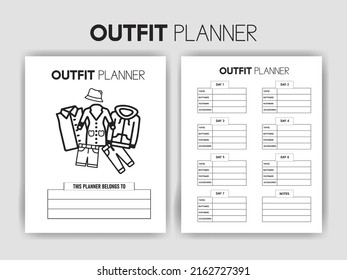 KDP Interior Design - Outfit Planner Interior  - Printable Low-Content Books, Organizer, Planner, Notebook, Diary