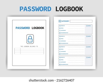 KDP Interior Design - Password LogBook Interior  - Printable Low-Content Books, Organizer, Planner, Notebook, Diary