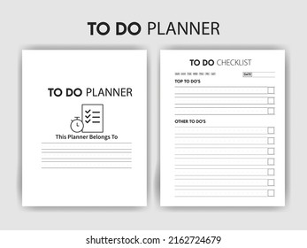 KDP Interior Design - To-Do Planner Planner Interior  - Printable Low-Content Books, Organizer, Planner, Notebook, Diary