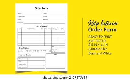 Kdp Interior Order Form Vector File 