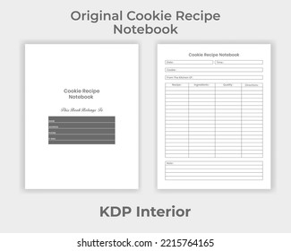 KDP Interior Original Cookie Recipe Notebook, Original Cookie Recipe Tracker Unique Design Template