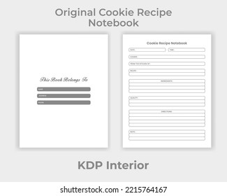 KDP Interior Original Cookie Recipe Notebook, Original Cookie Recipe Tracker Unique Design Template