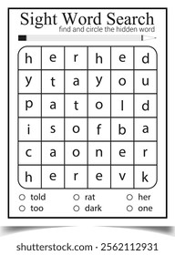 KDP interior sight word vector worksheet for children students