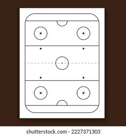 Plantilla interior de KDP - Libreta de hockey sobre hielo - Diseño de bajo contenido. Ice rink con línea en pizarra