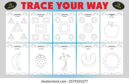 KDP (Kindle Direct Publishing) tracing line and shape descriptions are essential for low-content book creation, especially for activity books, coloring books, and educational materials. Tracing lines 