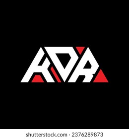 KDR triangle letter logo design with triangle shape. KDR triangle logo design monogram. KDR triangle vector logo template with red color. KDR triangular logo Simple, Elegant, and Luxurious design.