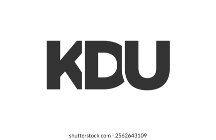 KDU logo design template with strong and modern bold text. Initial based vector logotype featuring simple and minimal typography. Trendy company identity ideal for businesses brand presence.