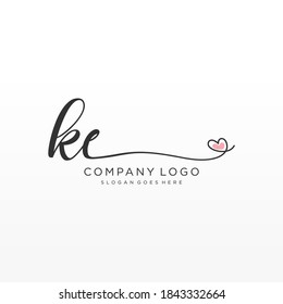 KE Beauty vector initial logo, handwriting logo of initial signature, wedding, fashion, jewelry, boutique, floral and botanical with creative template for any company or business.