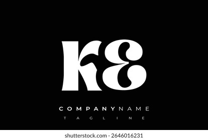 KE Creative Abstract Typography Design de logotipo. Logotipo elegante que combina tipografia arrojada e formas criativas, ideal para soluções de marca e identidade.