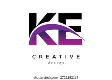 KE kreative und moderne Buchstaben Logo Design mit kreativen lila Welle abstrakte Latter Logo Konzept.