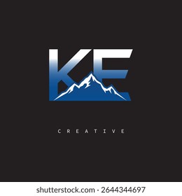 KE Creative Mountain Logo Bold Gradient Letter mark Branding Design for Business Outdoor Brands