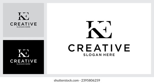 KE or EK initial letter logo design vector.