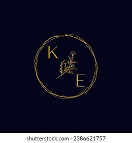 KE elegant wedding initial logo in high quality professional design that will print well across any print media