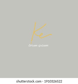 diseño elegante del vector de la firma inicial del logotipo de handrwiting de ke