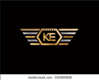 KE initial box shape Logo designs template