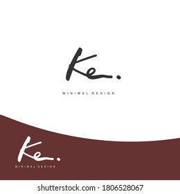 KE Initial handwriting or handwritten logo for identity. Logo with signature and hand drawn style.