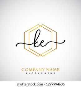 KE Initial Handwriting logo template vector