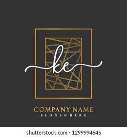 KE Initial Handwriting logo template vector