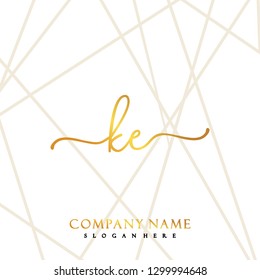 KE Initial Handwriting logo template vector