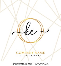 KE Initial Handwriting logo template vector