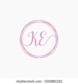 KE Initial Handwriting logo template, Creative fashion logo design, couple concept -vector