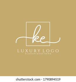 KE Initial handwriting logo template vector