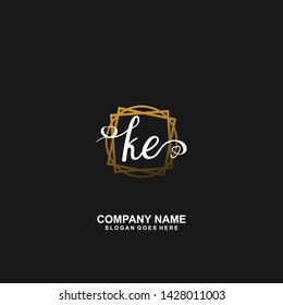 KE Initial handwriting logo vector