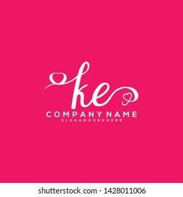 KE Initial handwriting logo vector