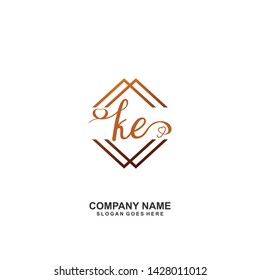 KE Initial handwriting logo vector