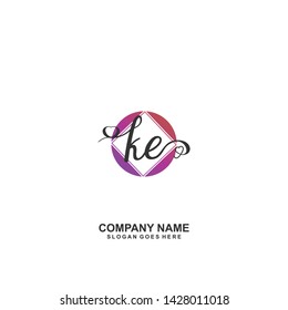 KE Initial handwriting logo vector