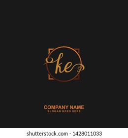 KE Initial handwriting logo vector
