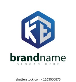 KE Initial letter hexagonal logo vector