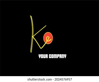 Ke initial logo handwriting template vector