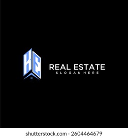 KE initial monogram building and roof logo for real estate