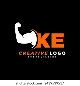 Monograma inicial KE para fitness o logo de gimnasio con diseño de estilo creativo