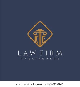 KE initial monogram logo for lawfirm with pillar in creative square design