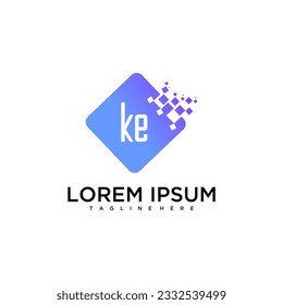 KE initial monogram for technology logo with square style design