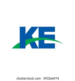 KE initial overlapping swoosh letter logo blue green