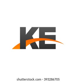 KE initial overlapping swoosh letter logo black orange