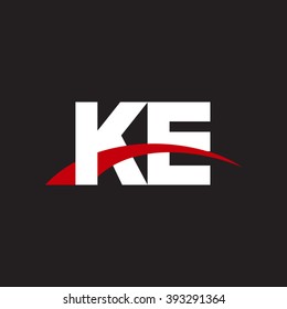 KE initial overlapping swoosh letter logo white red black background