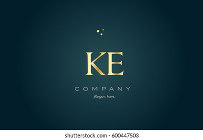ke k e  gold golden luxury product metal metallic alphabet company letter logo design vector icon template green background