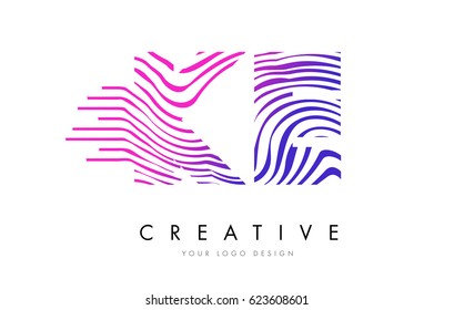KE K E Zebra Letter Logo Design with Black and White Stripes Vector