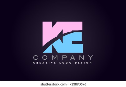 ke letter logo combination alphabet vector creative company icon design template modern  pink blue bold